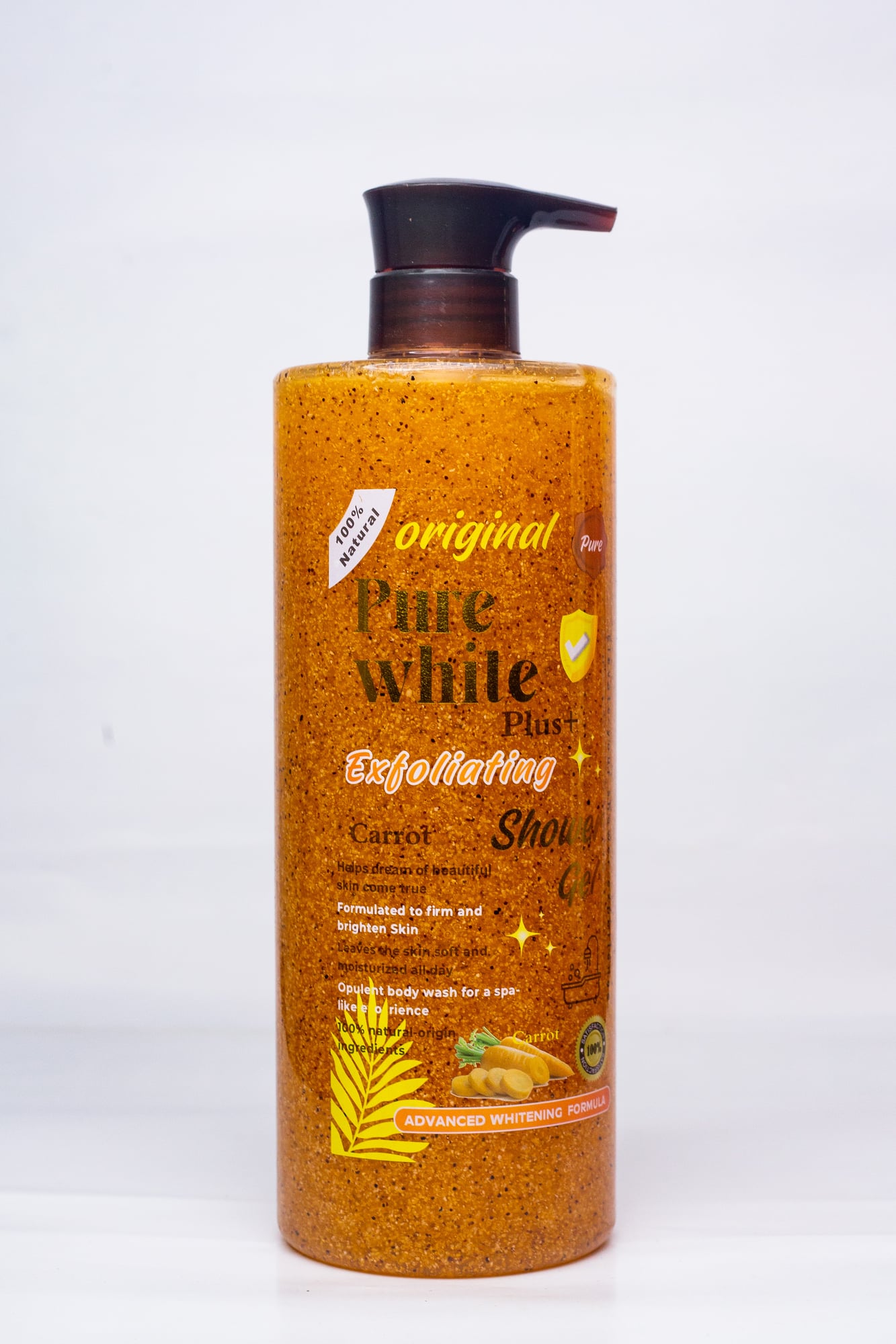 PURE WHITE PLUS EXFOLIATING CARROT SHOWER GEL 1000ML X1