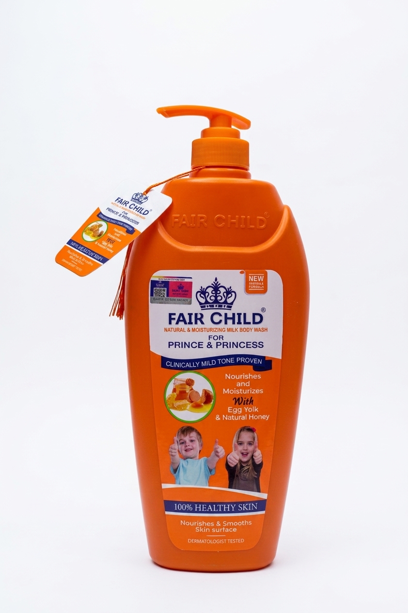 Fair Child Natural & Moisturizing Milk Body Wash for Kids (Egg Yolk & Honey) Gentle Skin Nourishing Wash, 1000ml