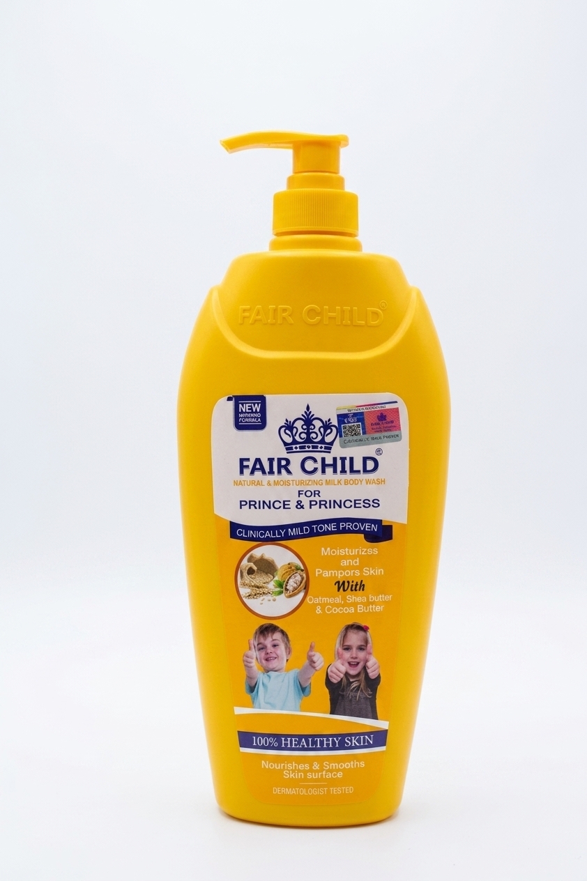 Fair Child Natural & Moisturizing Milk Body Wash for Prince & Princess (Oatmeal, Shea Butter & Cocoa Butter)  Clinically Mild Tone Proven Kids Body Wash