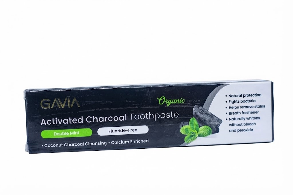 Gavia Organic Activated Charcoal Toothpaste (Double Mint, Fluoride-Free) 100g