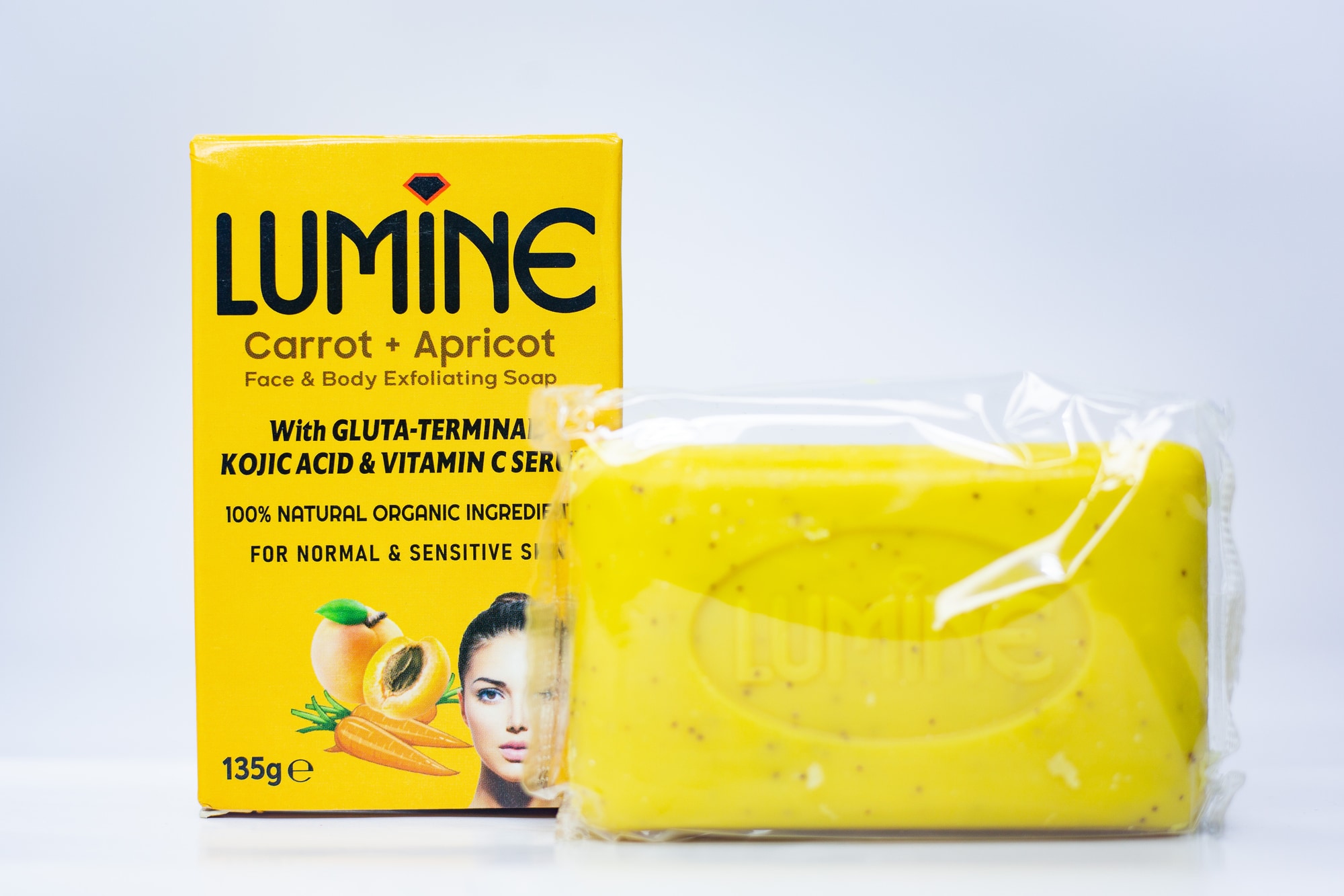 Lumin Carrot + Apricot Face & Body Exfoliating Soap 135G