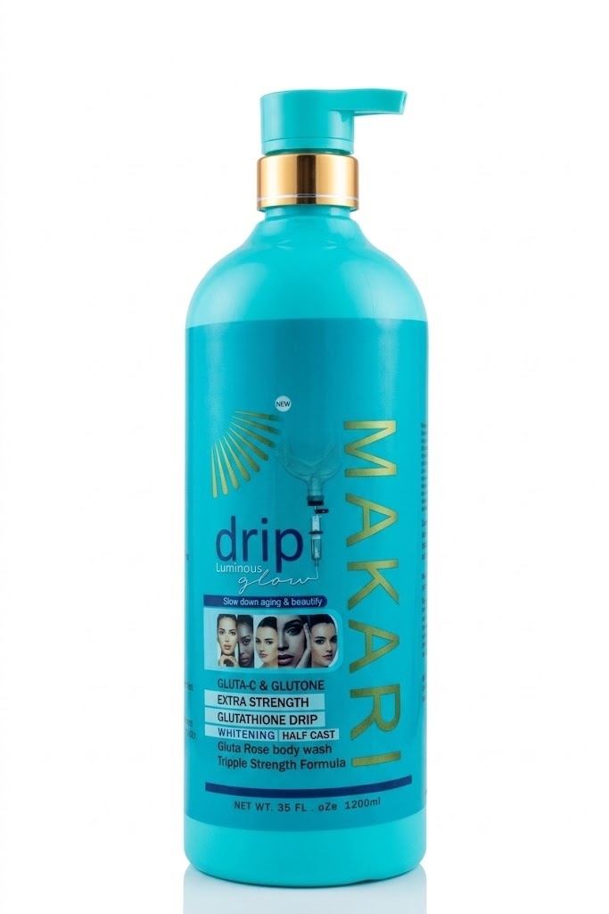 Makari Drip Luminous Glow Gluta Rose Body Wash (Extra Strength Glutathione Drip Whitening/Half Cast Formula) 1200ml