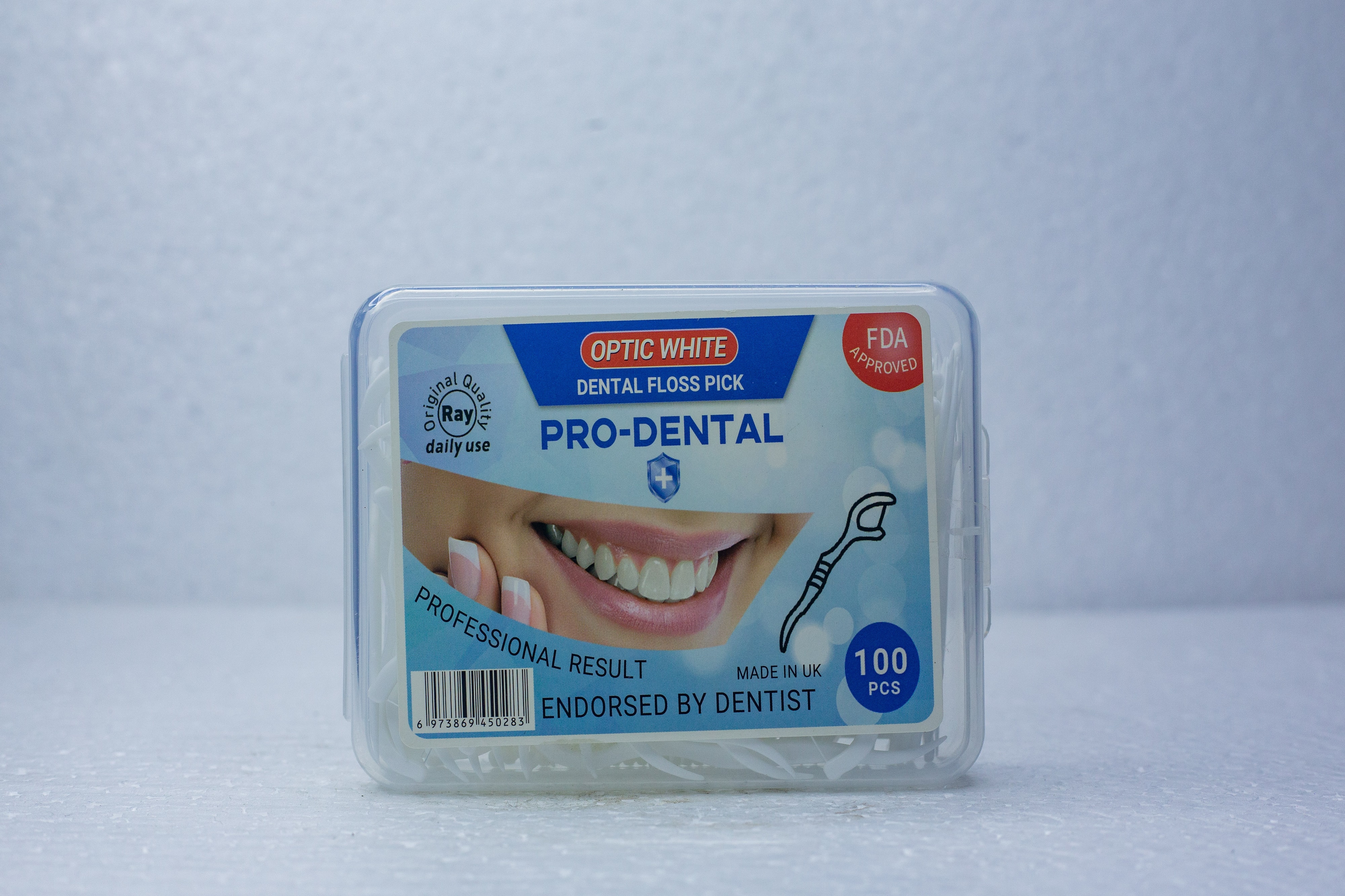 Ray Pro-Dental Optic White Dental Floss Pick  100 PCS (Pack of 100)