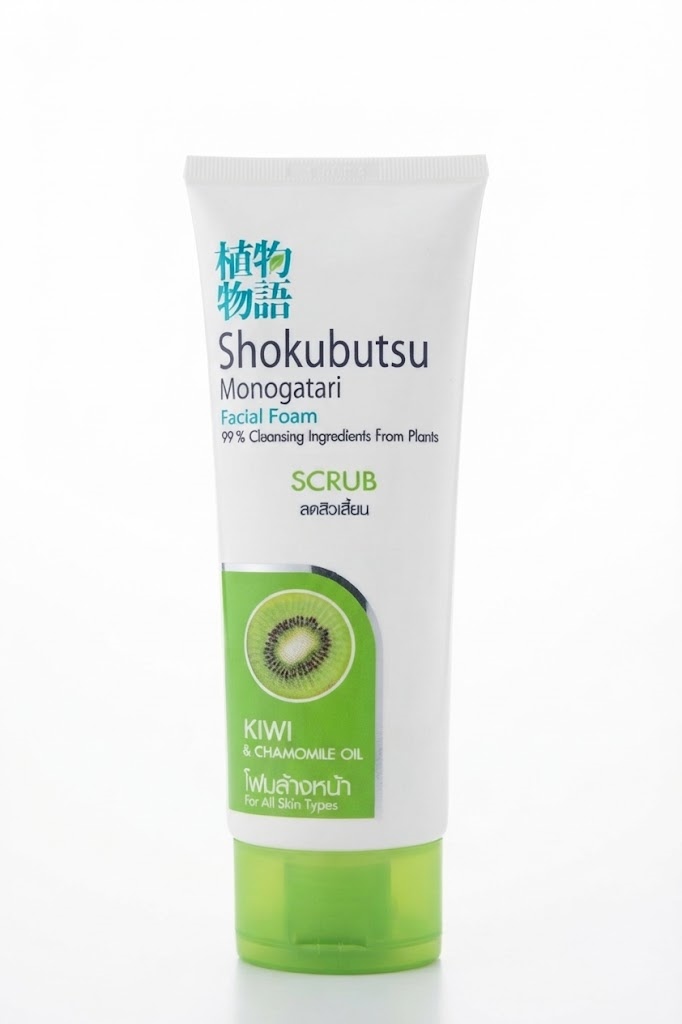 Shokubutsu Monogatari Facial Foam Scrub (Kiwi & Chamomile Oil) 100g